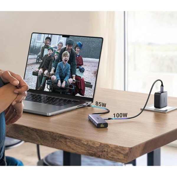 Фото - Хаб USB UGREEN CM512 USB-C to 3xUSB 3.0+HDMI+RJ45 Gigabit +PD Space Gray (15598)